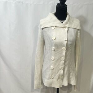 Takeout Women's Cream Double-Breasted Cardigan